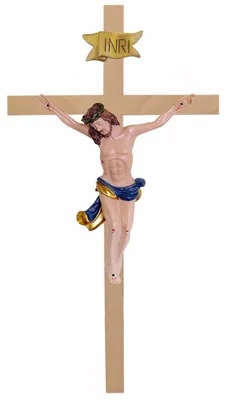 Imagen del producto de Solidchoice - Cruz de madera para pared con figura de Jesucristo pintada a mano