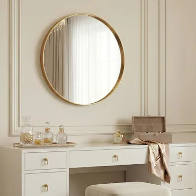 Produktbild von riess-ambiente Runder Wandspiegel PORTRAIT 40cm gold mit Metallrahmen glänzend minimalistisch