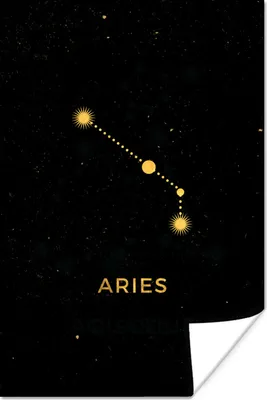 Produktbild von MuchoWow® Poster Konstellation - Widder - Gold - Schwarz 40x60 cm - Plakate für die Wand - Poster Babyzimmer