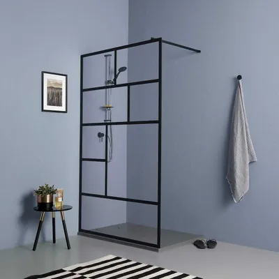 Immagine prodotto di Box doccia walk in 110cm cristallo trasparente telaio nero