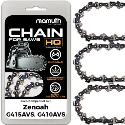 Obrázok produktu pre 3 reťaze na pílu, reťazová píla 38 cm, 1,5 mm, 0,325", 64 článkov, vhodné pre Zenoah G415AVS, G410AVS
