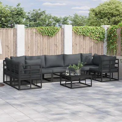 Image de Maison Exclusive - Ensemble de canapés de jardin, 8 pièces, noir, aluminium