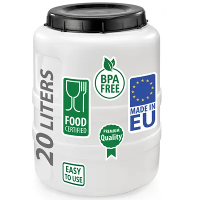 Produktbild von Weithalsfass Fasssilage Gepäcktonne Gärfass Gärbehälter Futtertonne 20 Liter mit Deckel weiß