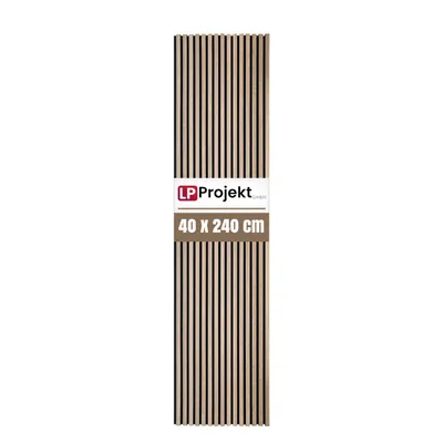 Produktbild von LP Projekt Holzwandpaneel 240x40cm | Modernes 3D Akustikpaneel für Räume und Büros | Dekorativ Wallnuss Wandpaneel geeignet für dekorative Wand