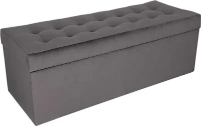 Obrázok produktu pre mg dizajnová čalúnená stolička, 45x120 cm, farba sivá - mäkký sedák, skladacia s úložným priestorom (143 l) vydrží zaťaženie do 100 kg