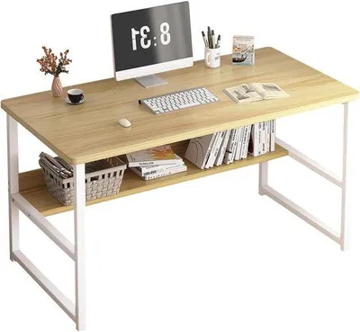 Immagine prodotto di Scrivania per computer da casa - Scrivania per PC - 80 x 40 x 72 cm - Legno e acciaio