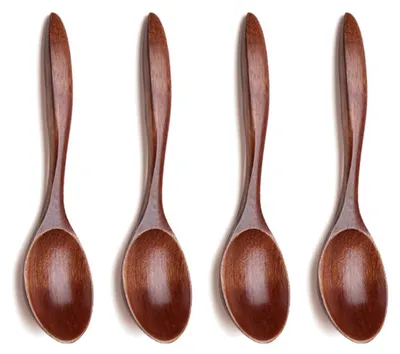 Productafbeelding van Set van 4 kleine houten lepel voor soep, thee en desserts