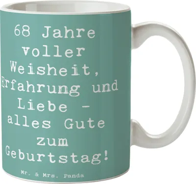 Produktbild von Mr. & Mrs. Panda Tasse Spruch 68. Geburtstag - Meeresbrise - Geschenk, Kaffeebecher, herzliche Grüße, Lebensfeier, Trinkbecher, Erfahrung, Kaffeetasse, besondere Momente
