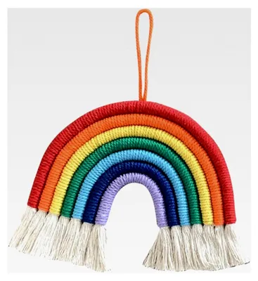 Produktbild von Makramee Regenbogen Wandteppich Dekoration, Regenbogen-Wandbehang für Heimdekoration und Kinderzimmer