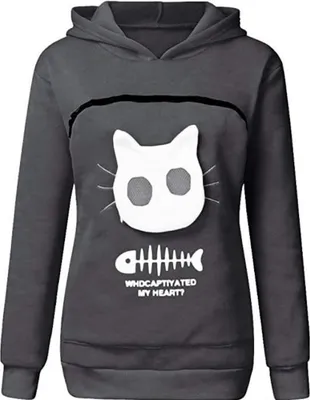 Produktbild von Damen-Hoodie – Katze – Warmer Winter – Kängurutasche – Grau