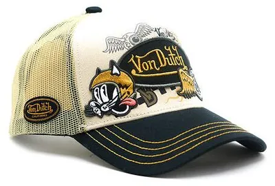 Image de Casquette de camionneur Von Dutch Originals - Écusson beige/noir