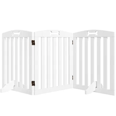 Image de PawHut Barrière de sécurité chien, barrière pliable pour chien, avec pieds de support, pointes antidérapantes, 3 panneaux, 155 x 30 x 61 cm, blanc