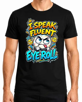 Produktbild von I Speak Fluent Eye Roll Emoji Sarkasmus Humor Lustig Augenrollen Herren T-Shirt, Schwarz, L