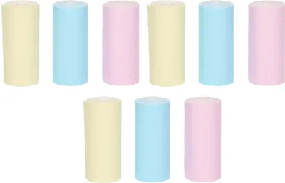 Image de 9 mini-rouleaux de papier imprimé de différentes couleurs, compacts, portables, autocollants, pour la maison, le bureau, le bricolage