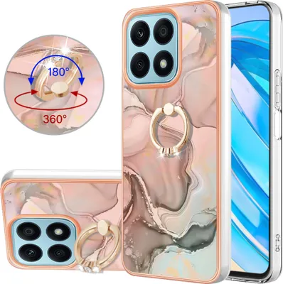 Image de Etui pour Honor X8A, étui de protection en silicone TPU bumper à motifs avec anneau de support Crème