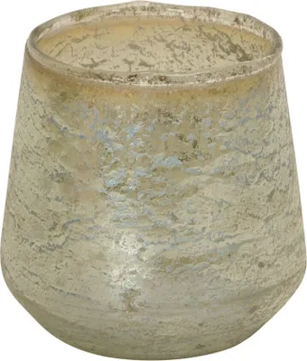 Produktbild von Windlicht Teelichthalter Glas grün/silber matt Ø10cm H10cm Deko