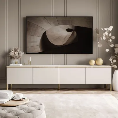 Produktbild von TV-Schrank CELINE KASCHMIR 200 cm auf gerade goldenen Füßen