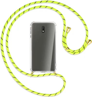 Produktbild von Handykette Backcover-Schutzhülle mit Band (Metall goldfarben) für Nokia 3 - neongelb