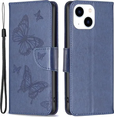 Produktbild von iPhone 14 Hülle - Coverup Schmetterlinge Klapphülle - Blau