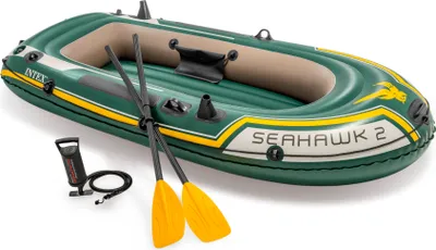 Image de Intex Seahawk Boot - Set avec pompe et pagaie, 236 x 114 x 41cm, vert foncé, jaune, charge maximale : 240 kg
