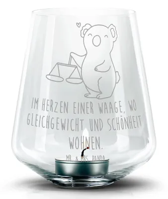 Produktbild von Mr. & Mrs. Panda gravur glas Waage Astrologie - Transparent - Geschenk, Windlicht, Kerzenhalter, Sternzeichen, Kerzenglas, Laterne, Geburtstagsgeschenk, Teelichthalter