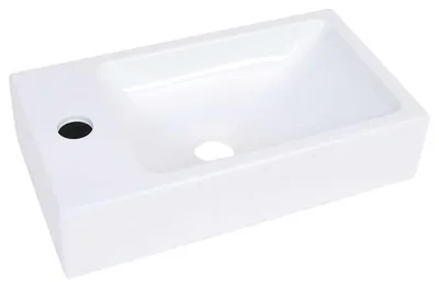 Imagen del producto de Lavabo con desagüe, blanco, 400x220x90 mm