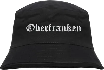 Produktbild von Oberfranken Fischerhut - Altdeutsch - bestickt - Bucket Hat Anglerhut Hut Schwarz S/M