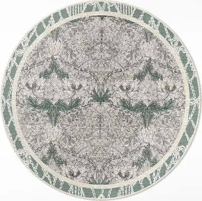 Produktbild von Geißblattblüte von William Morris – Vinyl Fußmatte – Ø 150cm – Rutschfest – Pflegeleicht & Langlebig