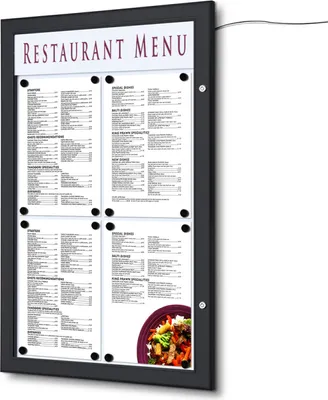 Produktbild von Showdown Speisekarten Schaukasten LED Outdoor - 4x DIN A4 - Aluminium / Stahl - Schwarz