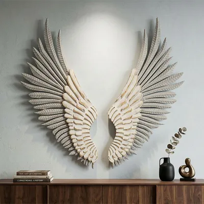 Zdjęcie produktu dla Zestaw 2 skrzydeł z metalu i białego drewna 43,8x2,5x104 cm