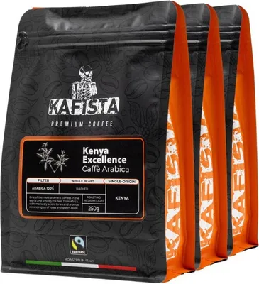 Produktbild von Kafista "Kenya Excellence" - Kaffeebohnen, 100% Arabica, geröstet in Italien 3x250g