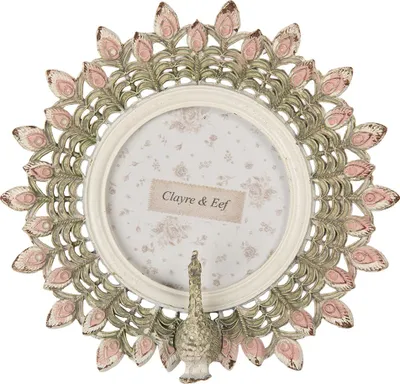 Immagine prodotto di Clayre & Eef Portafoto Pavone Ø 8 cm Rosa Plastica