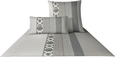 Produktbild von LOESCHEN JOOP! Mako-Satin Bettwäsche 4022 Ornament Stripe 135x200cm+40x80, Farbe graphit