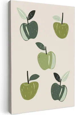Obrázok produktu pre Obrazy na plátne 40x60 cm - Kuchyňa - Zelená - Jablká - Béžová, Obrazy Moderné, Obrazy na plátne, Nástenné dekorácie