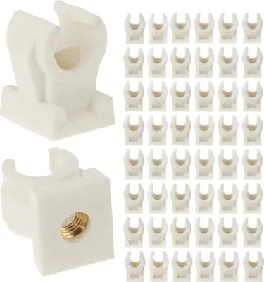 Produktbild von tecuro Rohrclip Set einfach 8 mm - 50 Stück - Kunststoff weiß, mit Messing - Gewindebuchse M6