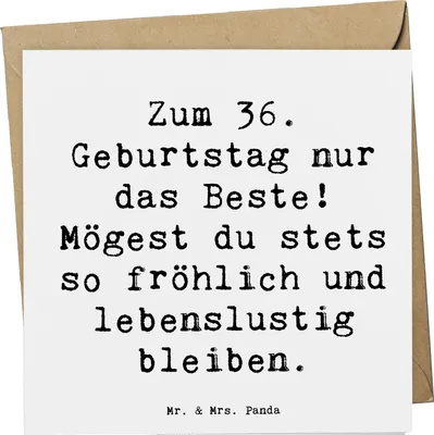 Produktbild von Mr. & Mrs. Panda Glückwunschkarte Spruch 36. Geburtstag - Weiß - Geschenk, doppelkarte, Geburtstagsgeschenk, Freude, herzlicher, anlasskarte, Klappkarte, faltkarte