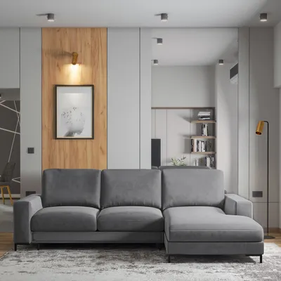 Produktbild von Selsey Schlafcouch MOKPEO - Ecksofa mit Veloursbezug in Graphitgrau - Ottomane rechts - Schlaffunktion - Bettkasten, 244 cm breit