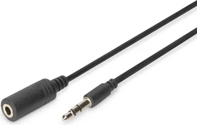 Produktbild von Digitus Audio-Verlängerungskabel, Stereo, 3.5mm, Stecker, 3.5mm, Buchse, 2,5 m, Schwarz