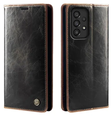 Produktbild von Handyhülle für Samsung Galaxy A52 / A52 5G / A52s 5G Kunstleder Klapphülle Vintage Cover Hülle RFID Schutz Case Kartenfach Farbe: Dunkelbraun