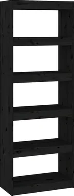 Obrázok produktu pre vidaXL Regál na knihy / Room Divider Black 60x30x167,5 cm Masívne borovicové drevo
