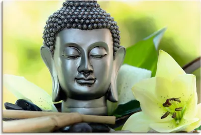 Produktbild von ARTland Leinwandbild Entspannung und Ruhe mit Buddha Größe: 60x40 cm