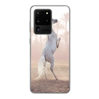 Produktbild von MuchoWow® Handyhülle Schutzhülle Hülle für Samsung Galaxy S20 Ultra Pferd - Sand - Palme Silikon Softcase Handy Hülle - Karteninhaber