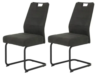2 Schaukelstühle XL, Mikrofaser Anthrazit, Metallrahmen, 140 kg