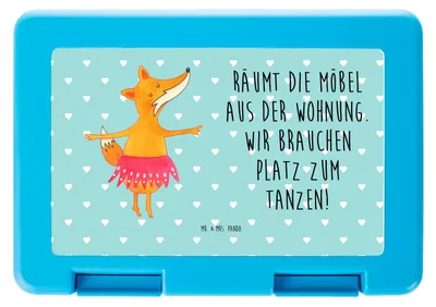 Produktbild von Mr. & Mrs. Panda Bentobox Fuchs Ballerina - Türkis Pastell - Geschenk, Feier, Butterbrotdose, Geburtstag, Party, Tanzen, Vorratsbehälter, Snackbox, Bento Box, Lunchbox