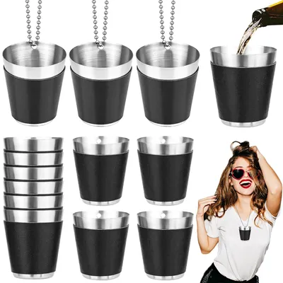 Shotgläser 12er-Set Edelstahl 30 ml schwarz-silber