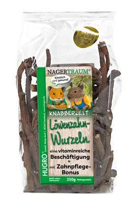 Produktbild von HUGRO NT Löwenzahnwurzeln 250 g | Einzelfuttermittel für Nager und Kaninchen | 100 % Löwenzahnwurzeln | getrocknet
