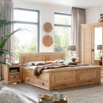 Produktbild von Schlafzimmer Set 5-teilig, Kiefer massiv eichefarben geölt, STEINKJER-69