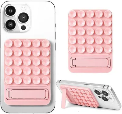 Image de Ibenzoa® Support universel 2-en-1 pour téléphone en silicone, avec 25 ventouses – idéal pour iPhone et Android, pour la douche, la cuisine, les selfies et les vidéos