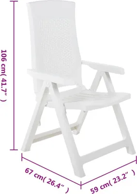 Produktbild von vidaXL Verstellbare Gartenstühle 2 Stk. Kunststoff Weiß