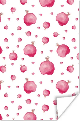 Produktbild von MuchoWow® Poster Granatapfel - Obst - Aquarellfarbe 80x120 cm - Papierdruck